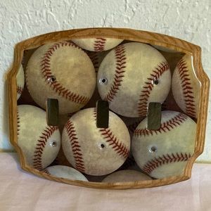 Wooden decoupage Baseballs 3 Gang Toggle Light Switch Pl…